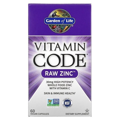 Garden Of Life Witamin Code RAW Zinc 60 kapsułek wegańskich Garden Of Life Witamin Code RAW Zinc 60 kapsułek wegańskich