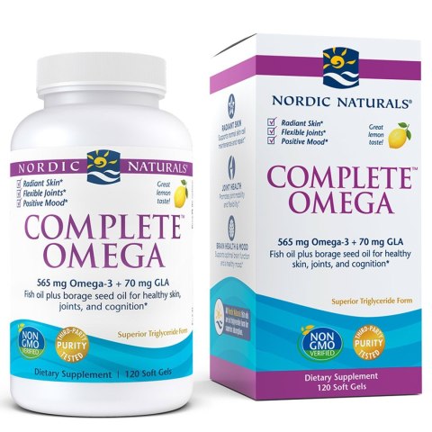 Complete Omega Nordic Naturals – 120 miękkich kapsułek, witamina D3 i GLA, suplement diety, cytrynowy smak Complete Omega Nordic Naturals – 120 miękkich kapsułek, witamina D3 i GLA, suplement diety, cytrynowy smak
