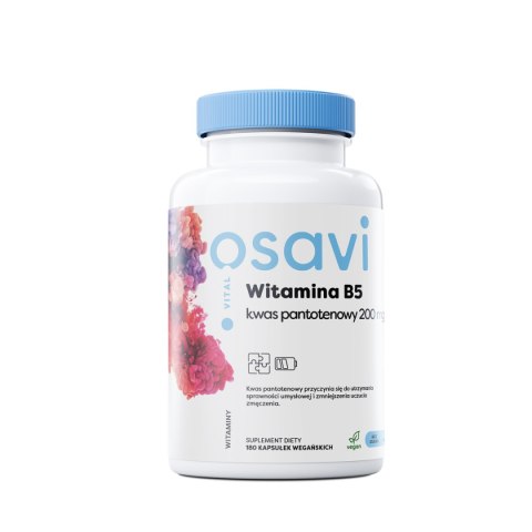 Osavi Witamina B5 Kwas Pantotenowy 200mg 180 kapsułek Osavi Witamina B5 Kwas Pantotenowy 200mg 180 kapsułek