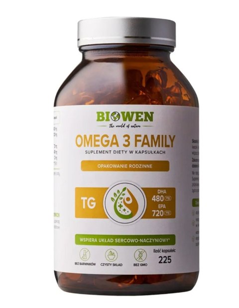 Biowen Omega 3 Family TG 720 mg EPA 480 mg DHA 225 kapsułek Biowen Omega 3 Family TG 720 mg EPA 480 mg DHA 225 kapsułek